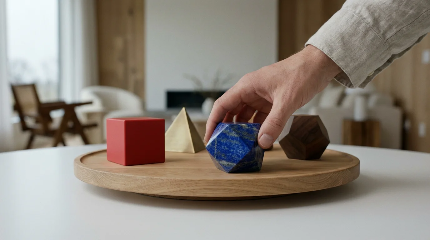 A hand rotates a Lazy Susan with colored blocks, symbolizing streaming service rotation.