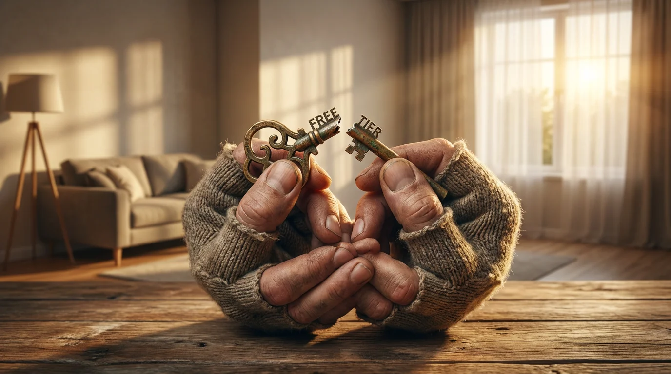 A person's hands holding a broken brass skeleton key during golden hour.