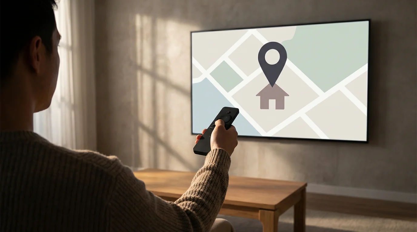 Person setting a primary household location on a television for a streaming service.