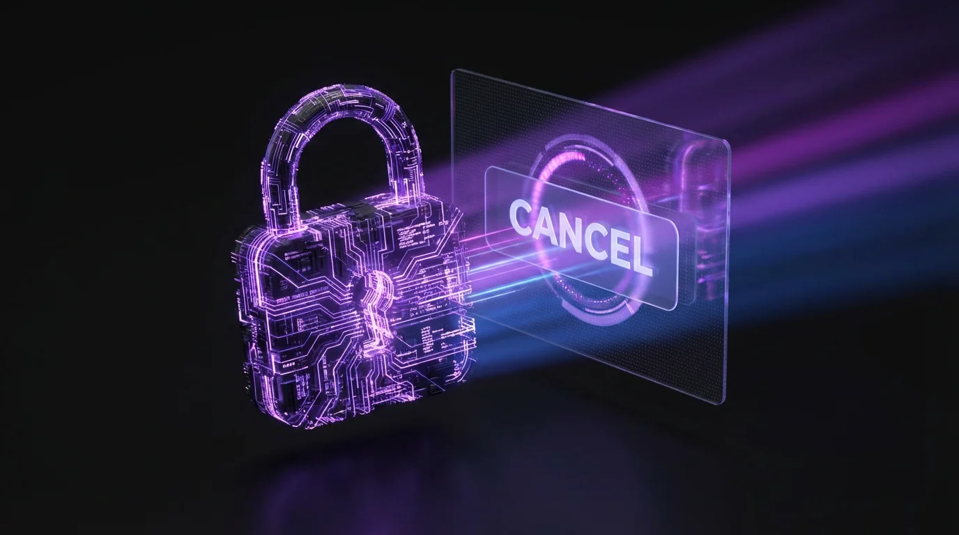 A glowing digital padlock symbolizing the industry's crackdown on subscription cancellations.