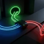 A 3D render of three glowing colored portals merging into one central hub, representing the Disney bundle.