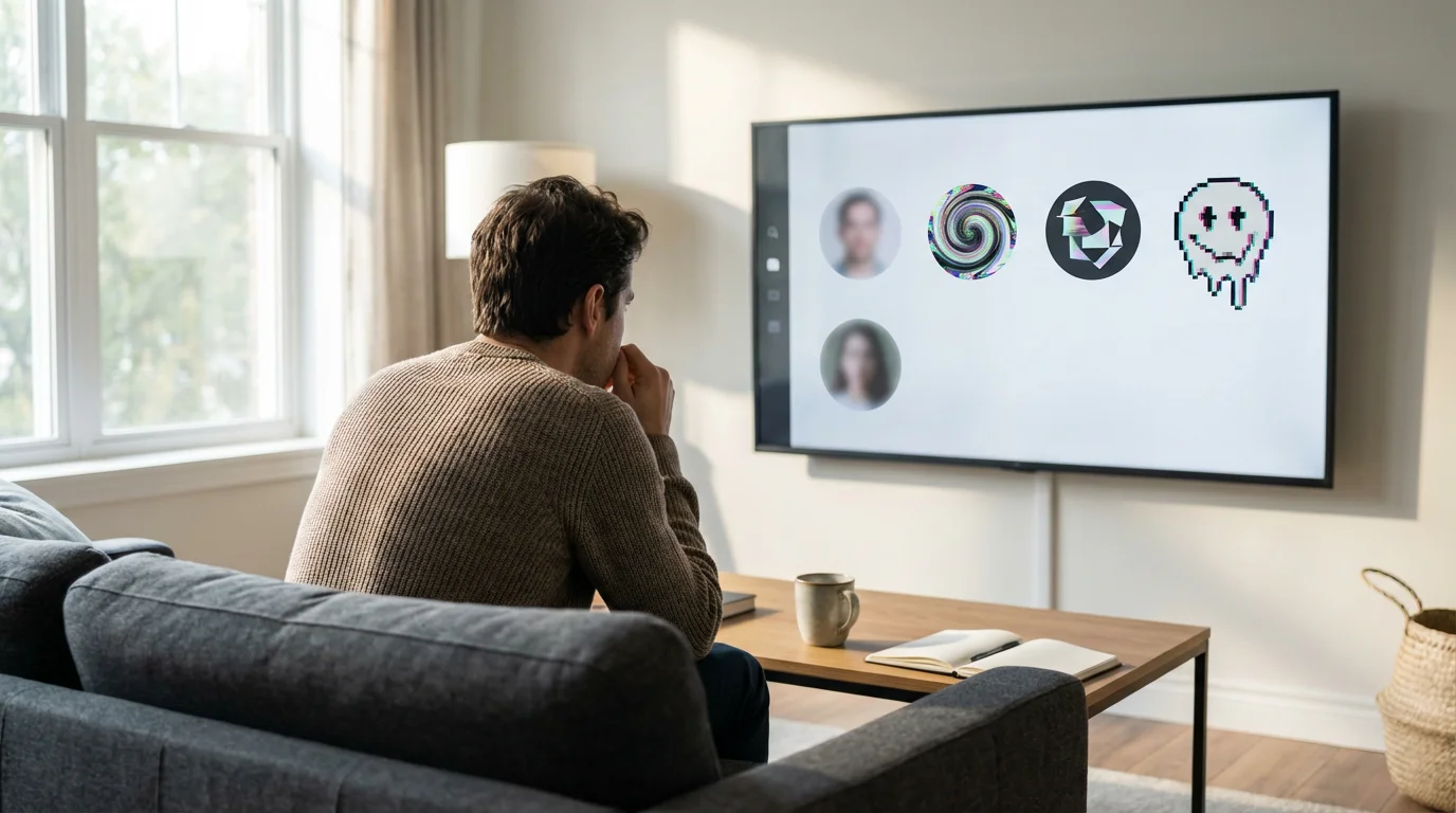 Person looking at a TV with suspicious new user profiles on a streaming service.